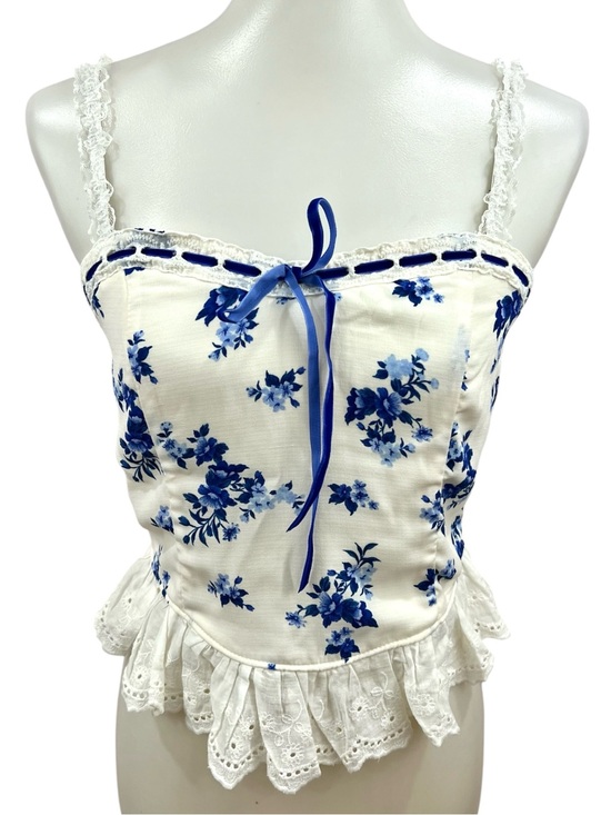 Modcloth Tops - Thirty Thirty Modcloth French Floral Peplum Sweetheart Camisole Crop Tank Top